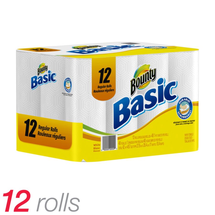 Bounty&reg; Paper Towels, 1-Ply, 48 Sheets Per Roll, Case Of 12 Rolls