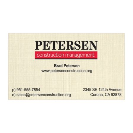 2-Color Textured-Print Business Cards, Traditional, 80 Lb. Warm White Linen, 4/0, 3 1/2" x 2", Box Of 250