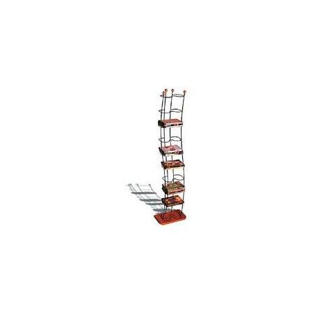 Atlantic 74 DVD Wave Tower, Black Steel w/ Cherry Wood Base