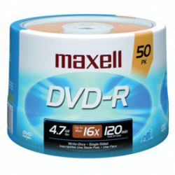 Maxell&reg; DVD-R Recordable Media Spindle, 4.7GB/120 Minutes, Pack Of 50