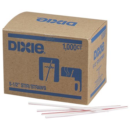 Dixie&reg; Stir Sticks, White/Red, Box Of 1,000