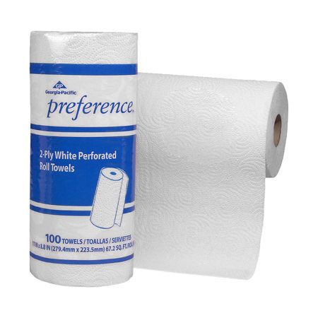 Georgia-Pacific Preference&reg; 2-Ply Paper Roll Towels, 8 4/5" x 11", White, Roll Of 100 Sheets