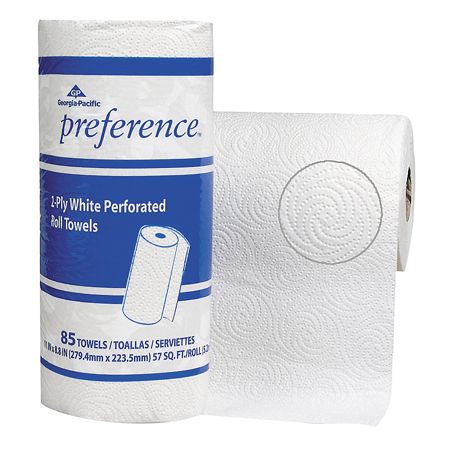 Georgia-Pacific Preference&reg; 2-Ply Paper Roll Towels, 8 4/5" x 11", White, Roll Of 85 Sheets