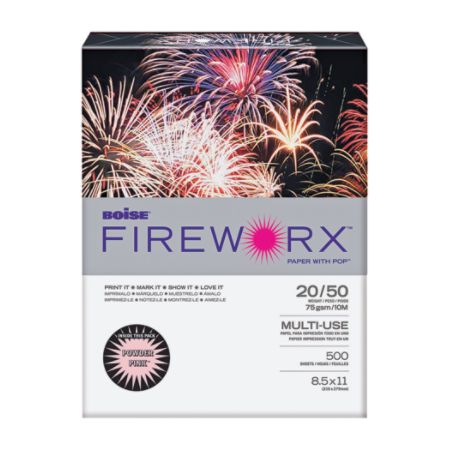 Boise&reg; FIREWORX&reg; Multi-Use Colored Paper, 8 1/2" x 11", 20-Lb, 30% Recycled, Powder Pink, 500 Sheets Per Ream