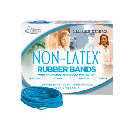 Alliance&reg; Rubber Latex-Free Antimicrobial Rubber Bands, #33, 3 1/2" x 1/8", Cyan Blue