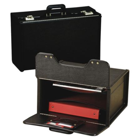 Stebco Vinyl Upright Catalog Case With Steel Padded Handle, 13 1/2"H x 18 1/4"W x 8 3/4"D, Black