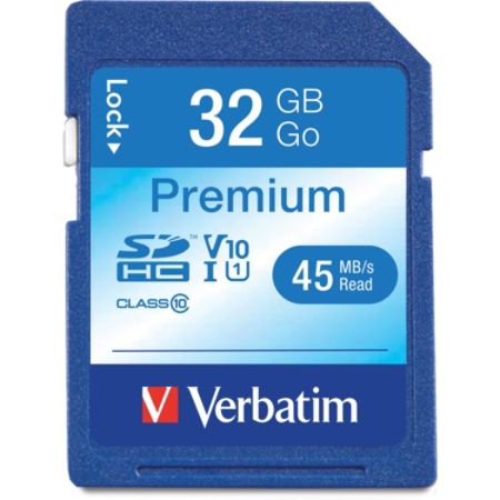 Verbatim 32GB Premium SDHC Memory Card, UHS-I Class 10 - TAA Compliant