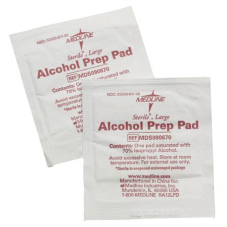 Medline Sterile Alcohol Prep Pads, Large, Case Of 1,000