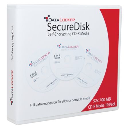 DataLocker SecureDisk Recordable CD-R Spindle, 700MB Capacity, Pack Of 10