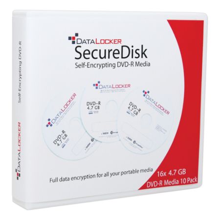 DataLocker SecureDisk Recordable DVD-R Spindle, 4.7GB Capacity, Pack Of 10
