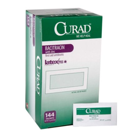 CURAD&reg; Bacitracin Ointment Foil Packs, 0.03 Oz, Box Of 144