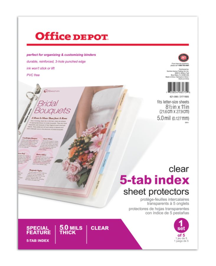 Office Depot Brand Tabbed Sheet Protectors