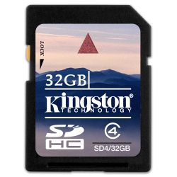 Kingston&reg; SDHC&trade; Class 4 Memory Card, 32GB