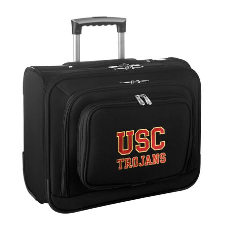 Denco Sports Luggage Rolling Overnighter With 14" Laptop Pocket, USC Trojans, 14"H x 17"W x 8 1/2"D, Black