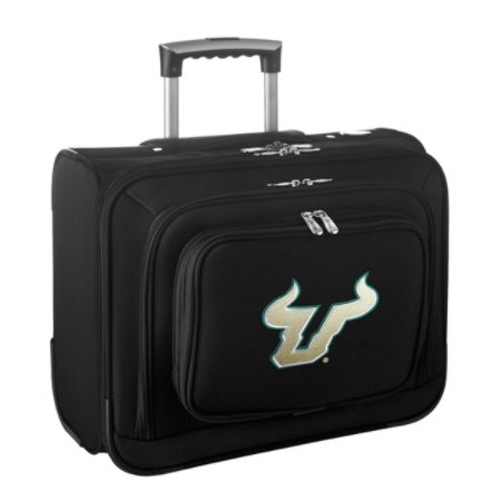 Denco Sports Luggage Rolling Overnighter With 14" Laptop Pocket, South Florida Bulls, 14"H x 17"W x 8 1/2"D, Black