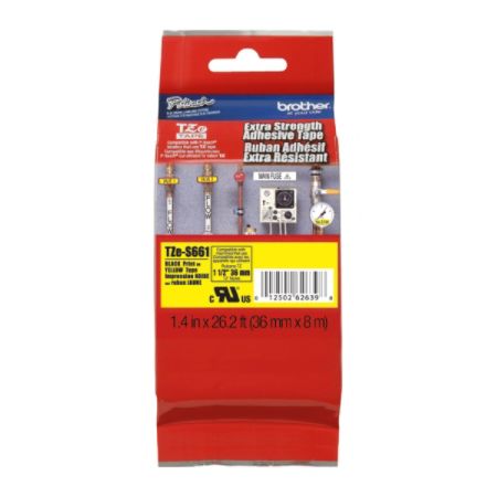 Brother TZeS661 Black-on-Yellow Label Tape