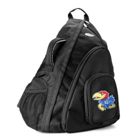 Denco Sports Luggage Travel Sling With 13.5" Laptop Pocket, Kansas Jayhawks, 19"H x 12"W x 13"D, Black