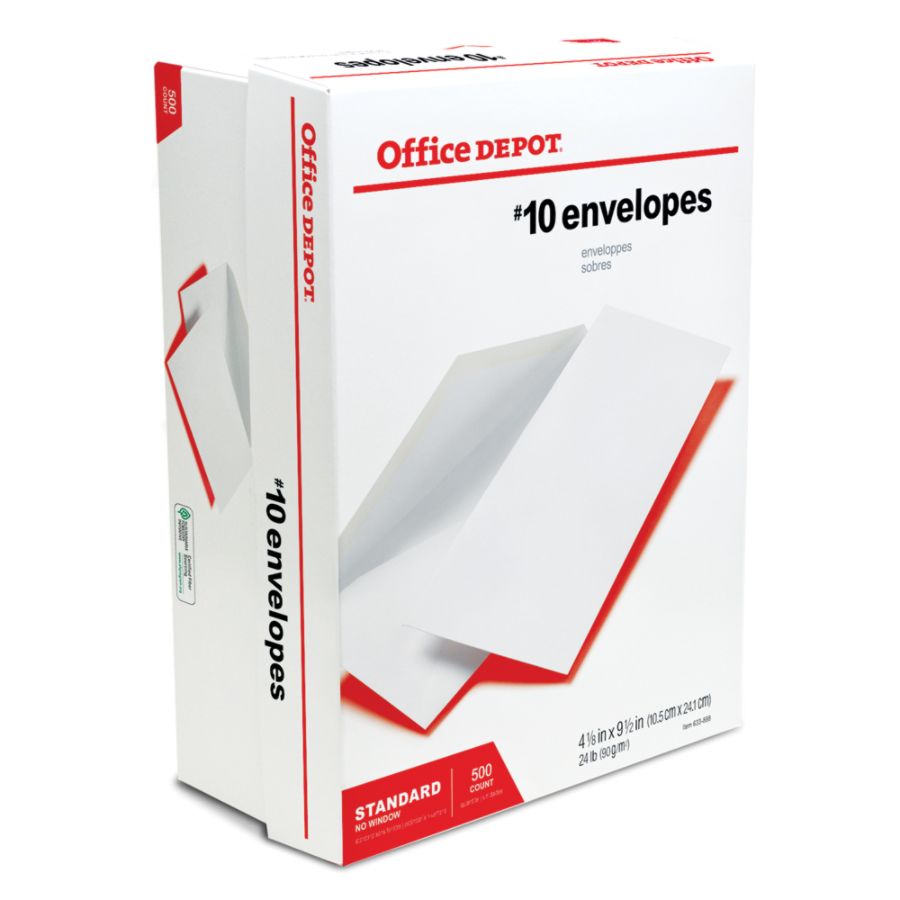 Office Depot&reg; Brand All-Purpose Envelopes, #10 (4 1/8" x 9 1/2"), White, Box Of 500