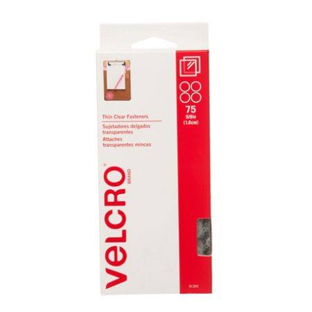 VELCRO&reg; Brand Hook Coins, Clear, 5/8", Box Of 75