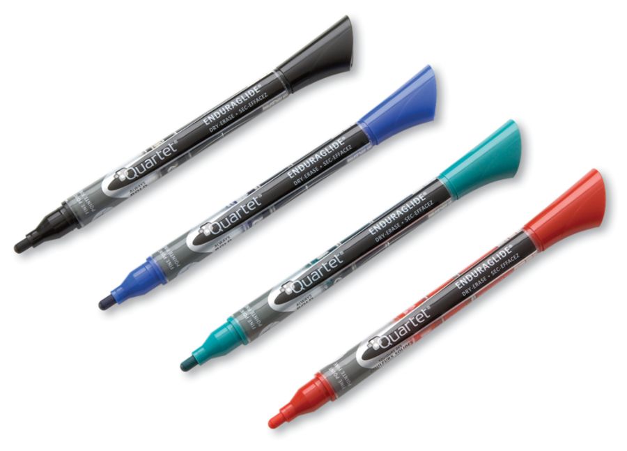 Quartet&reg; EnduraGlide&reg; Dry-Erase Marker, Fine Point, Assorted Colors, Pack Of 4