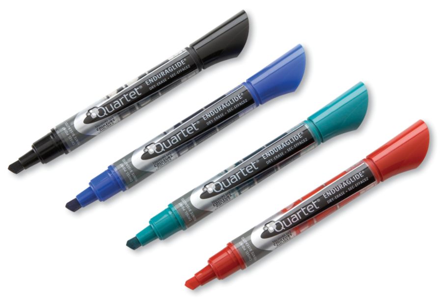 Quartet&reg; EnduraGlide&reg; Dry-Erase Markers, Chisel, Assorted Colors, Pack Of 4