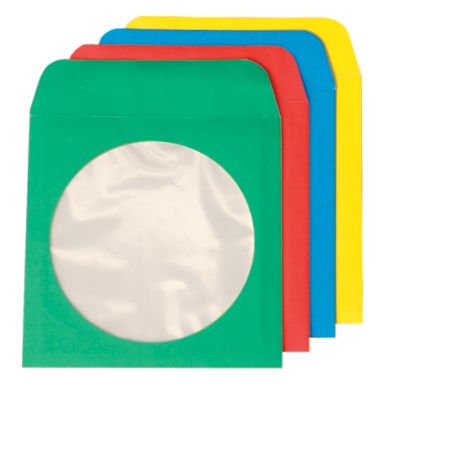 Quality Park CD/DVD Sleeves, 4 7/8" x 5", Assorted Colors, Box Of 50