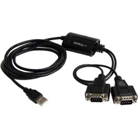 StarTech FTDI USB To Serial Adapter Cable, 2-Port, 6', Black