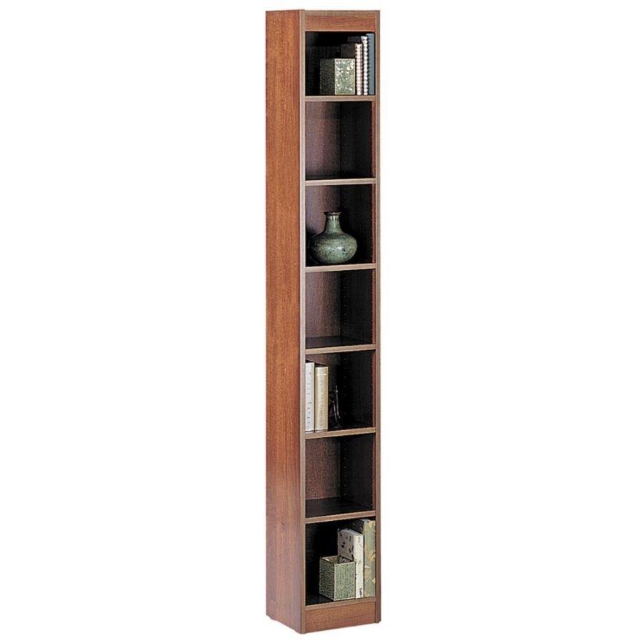 Safco&reg; WorkSpace&reg; Wood Veneer Baby Bookcase, Cherry, 7 Shelves, 84"H x 12"W x 12"D