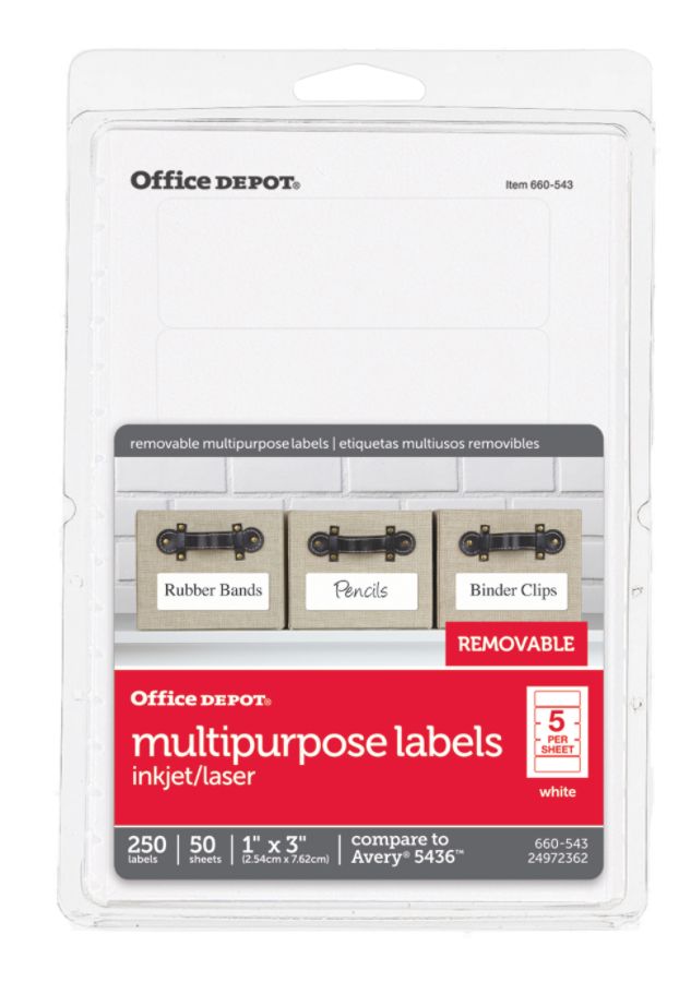 Office Depot Brand Removable InkjetLaser Labels