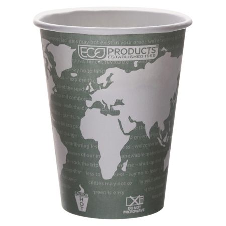 Eco-Products World Art Hot Beverage Cups, 12 Oz, Green, Pack Of 1000