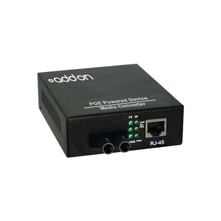 AddOn 100Base-TX To 100Base-LX ST SM 1310nm POE Pwd Media Converter