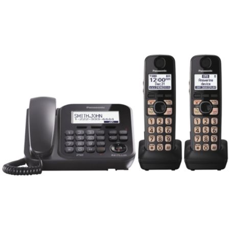 PANASONIC KX-TG4772B Expandable Digital Cordless Answering System with 1 Corded and 2 Cordless Handsets
