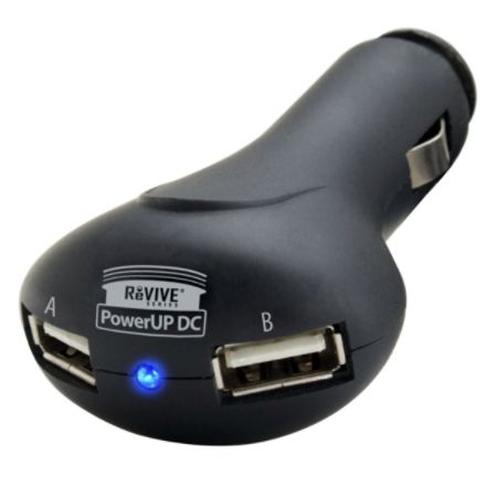 ReVIVE DualFLUX DC Car Charger With Dual USB Ports, Black