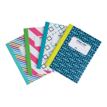 Office Depot&reg; Brand Fashion Composition Book, 7 1/2" x 9 3/4", College Ruled, 80 Sheets, Assorted Geometric Designs (No Design Choice)