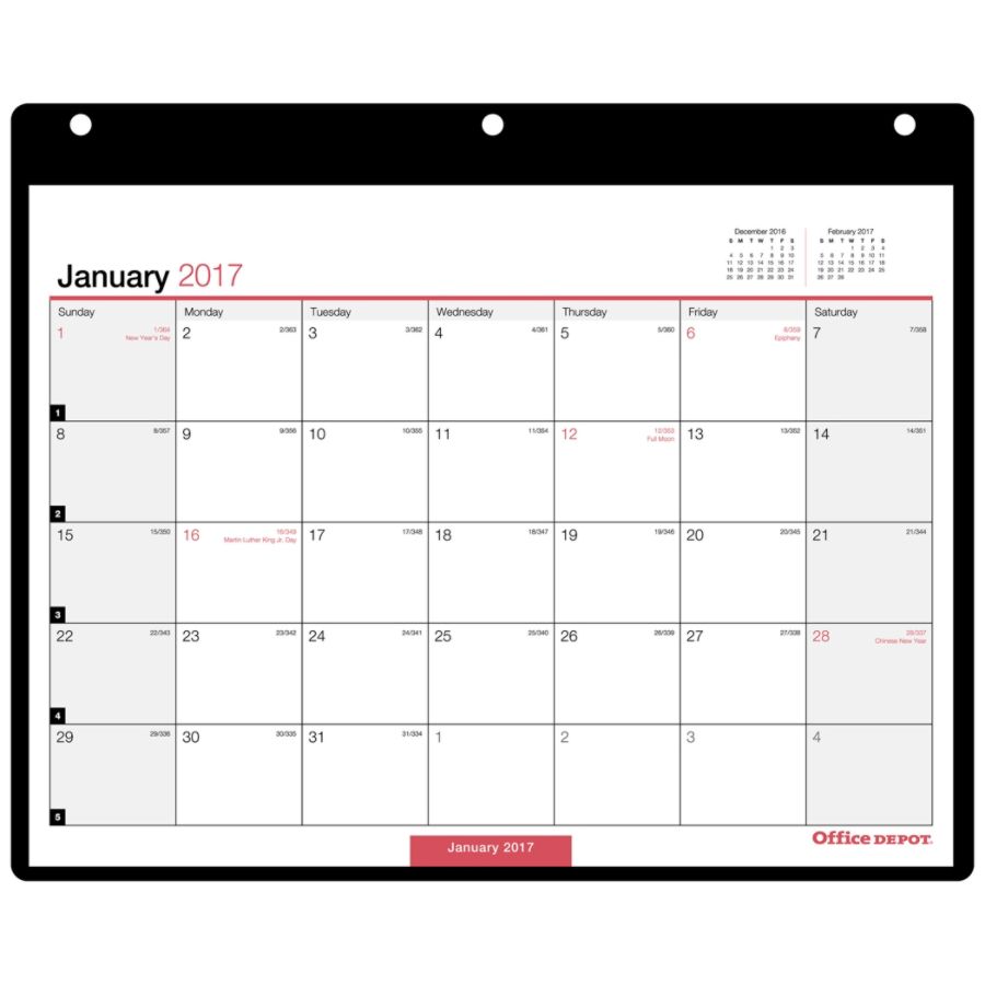 Office Depot Brand Monthly Wall Calendar 11 X 8 18 30percent Recycled ...