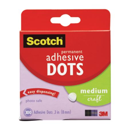 Scotch&reg; Permanent Adhesive Dots, Medium Craft, Pack Of 300