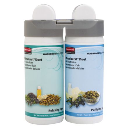 Rubbermaid&reg; Microburst&reg; Duet Refills, Purifying Spa/Relaxing Spa, Case Of 12