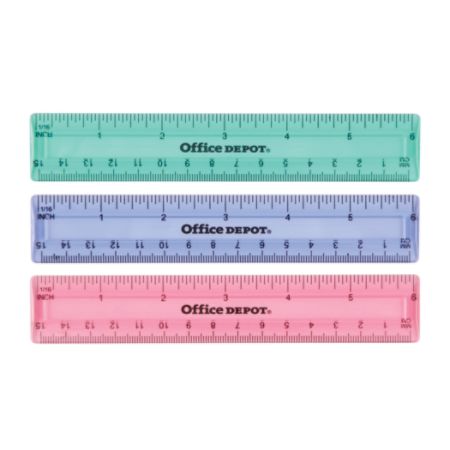 Office Depot&reg; Brand Plastic Ruler, 6", Assorted Colors (No Color Choice)
