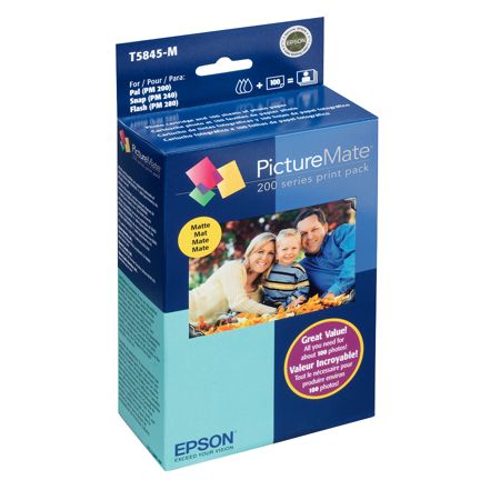 Epson&reg; T5845-M PictureMate 200-Series Color Ink Print Pack, 100 Sheets