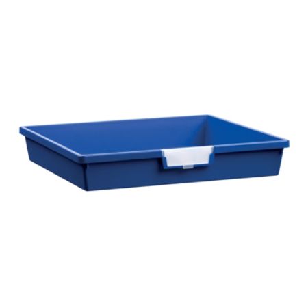 Storsystem Extra Wide Single Depth Tote Tray, Rectangle, 16.1 Qt, 16 3/4" x 18 1/2" x 3", Primary Blue