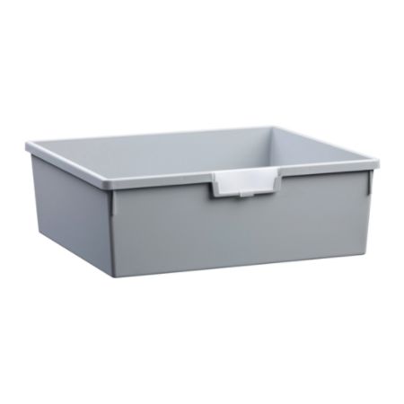 Storsystem Extra Wide Double Depth Tote Tray, Rectangle, 32.2 Qt, 16 3/4" x 18 1/2" x 6", Light Gray