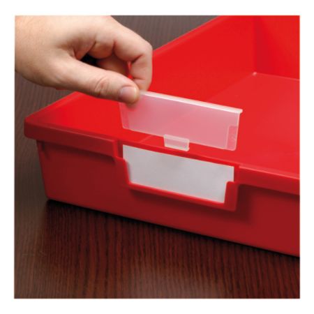 Storsystem Tote Tray Ticket Window & Name Card, Rectangle, 1 3/4" x 4 1/2" x 1/4", Clear