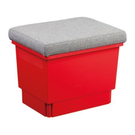 Storsystem Standard Width Quad Depth Storseat Tall, 16 3/4" x 14 1/2" x 12", Primary Red/Light Gray