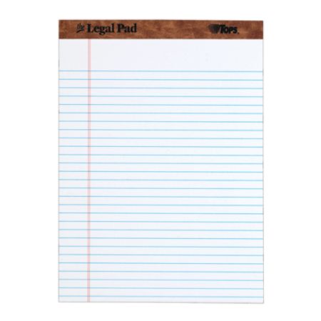 TOPS The Legal Pad Ruled Top Perforated - 50 Sheets - Printed - Double Stitched - 16 lb Basis Weight - 8.50" x 11.75" - White Paper - 1Dozen