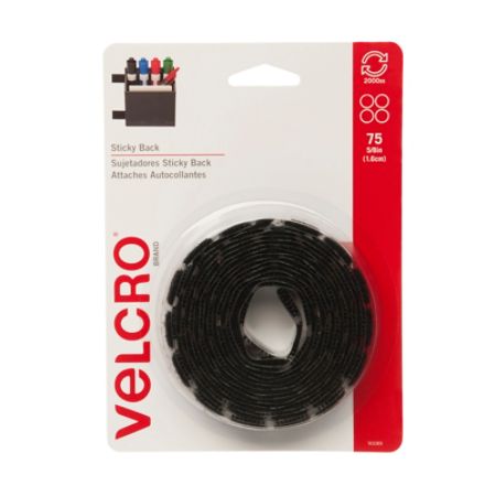 VELCRO&reg; Brand STICKY BACK&reg; Fasteners, Coins, 5/8", Black, Pack Of 50