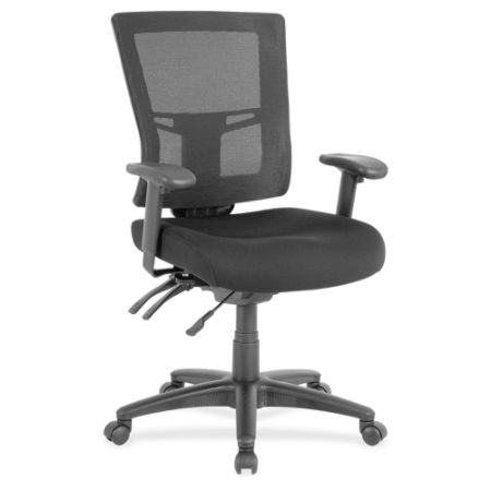 Lorell Swivel Mid-Back Mesh Chair - Fabric Black Seat - Nylon Black Back - 5-star Base - Black - 20.90" Seat Width x 21.30" Seat Depth - 25.4" Width x 25.4" Depth x 40" Height