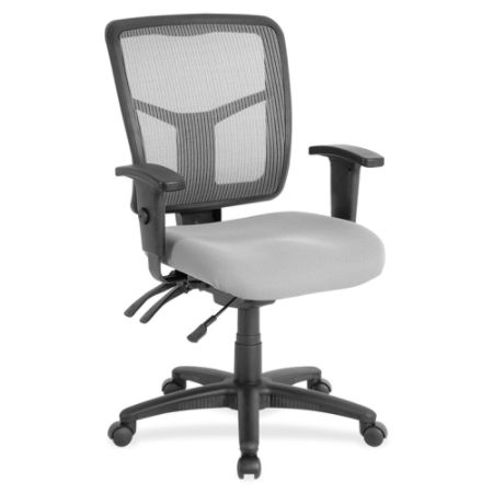 Lorell Swivel Mid-Back Chair - Fabric Gray Seat - Black Frame - 5-star Base - 25.3" Width x 23.5" Depth x 40.5" Height