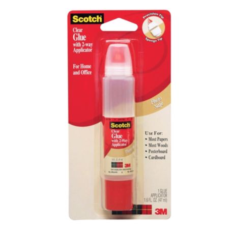 Scotch&reg; Glue With 2-Way Applicator, 1.6 Oz., Clear