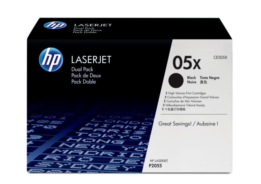 HP 05X, Black Toner Cartridges (CE505XD), Pack Of 2