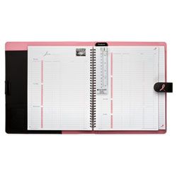 Day-Timer&reg; Pink Ribbon Wirebound Black Microfiber Binder And Starter Set With Snap, 8 1/2" x 11", Black